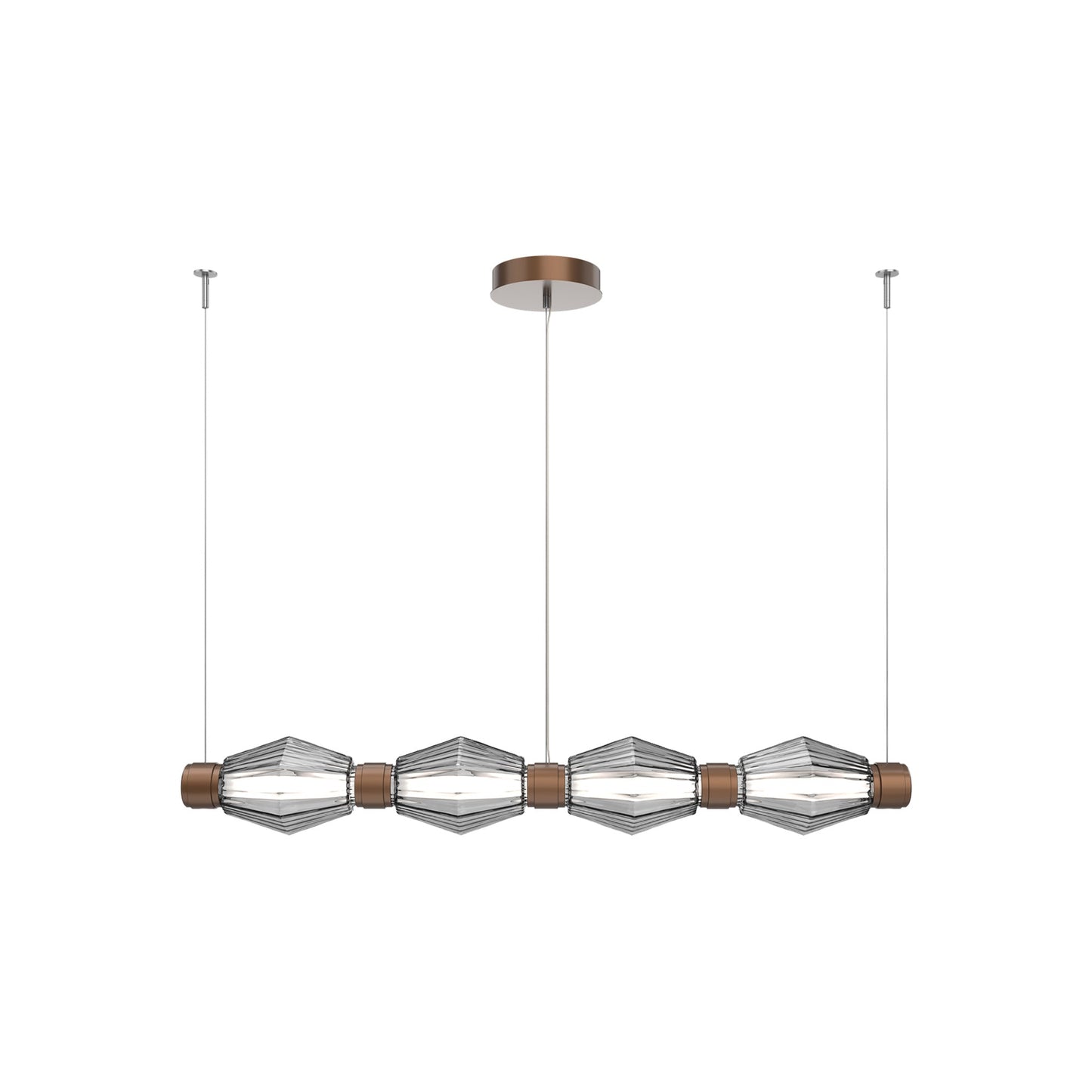 Aalto Mandrel Linear LED Chandelier in Burnished Bronze/Smoke Blown Glass (53.3-Inch).
