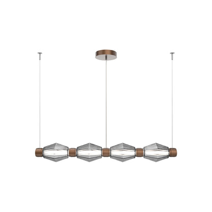 Aalto Mandrel Linear LED Chandelier in Burnished Bronze/Smoke Blown Glass (53.3-Inch).
