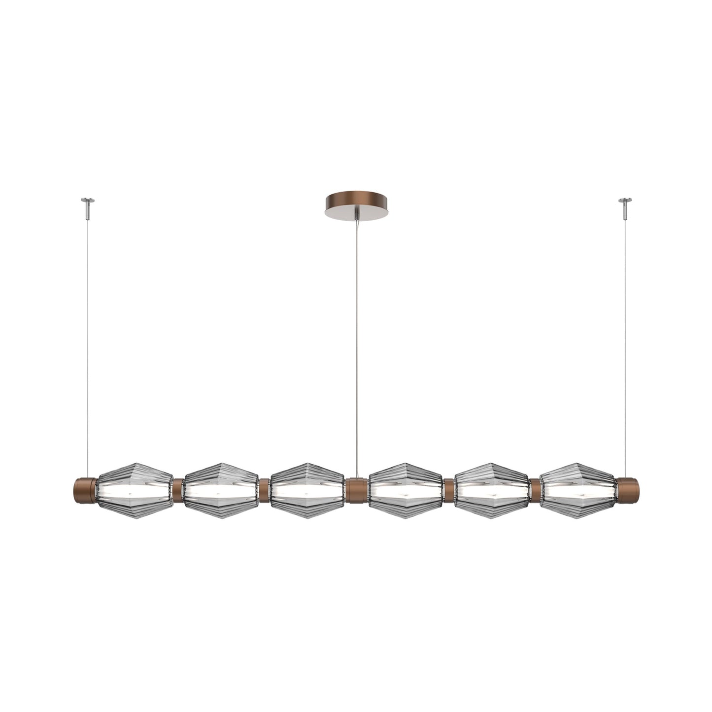 Aalto Mandrel Linear LED Chandelier in Burnished Bronze/Smoke Blown Glass (72.6-Inch).
