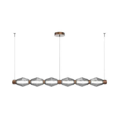 Aalto Mandrel Linear LED Chandelier in Burnished Bronze/Smoke Blown Glass (72.6-Inch).