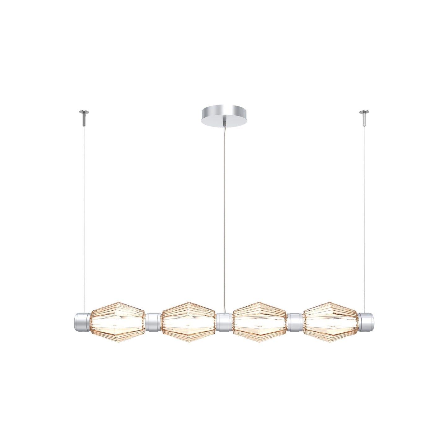 Aalto Mandrel Linear LED Chandelier in Classic Silver/Amber Blown Glass (53.3-Inch).
