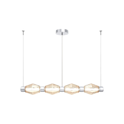 Aalto Mandrel Linear LED Chandelier in Classic Silver/Amber Blown Glass (53.3-Inch).