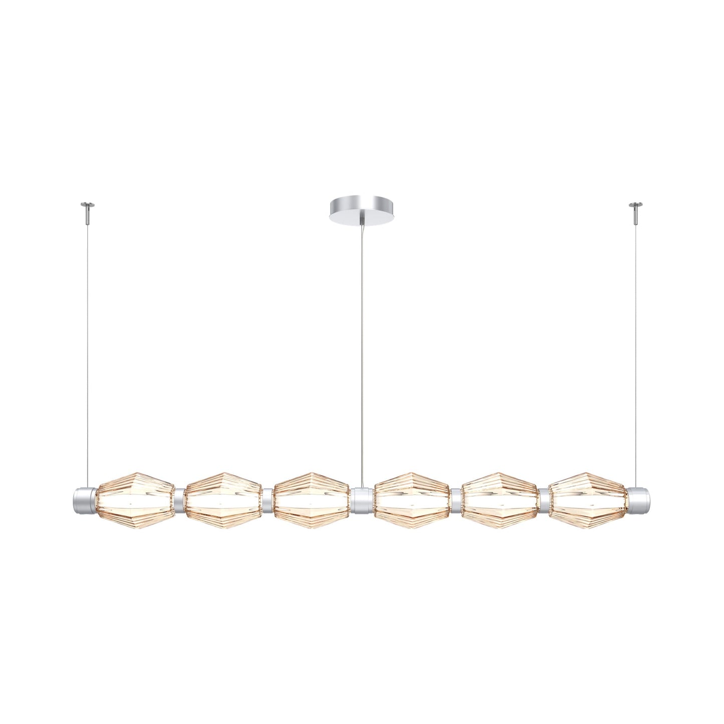 Aalto Mandrel Linear LED Chandelier in Classic Silver/Amber Blown Glass (72.6-Inch).