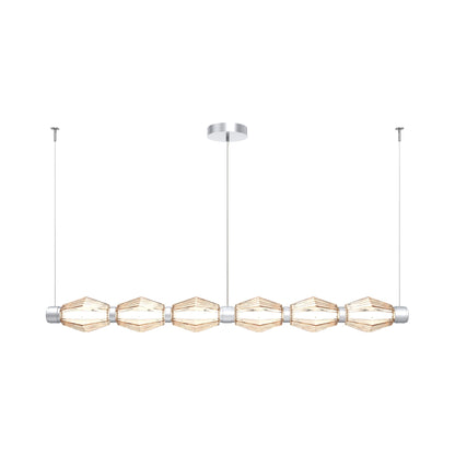 Aalto Mandrel Linear LED Chandelier in Classic Silver/Amber Blown Glass (72.6-Inch).