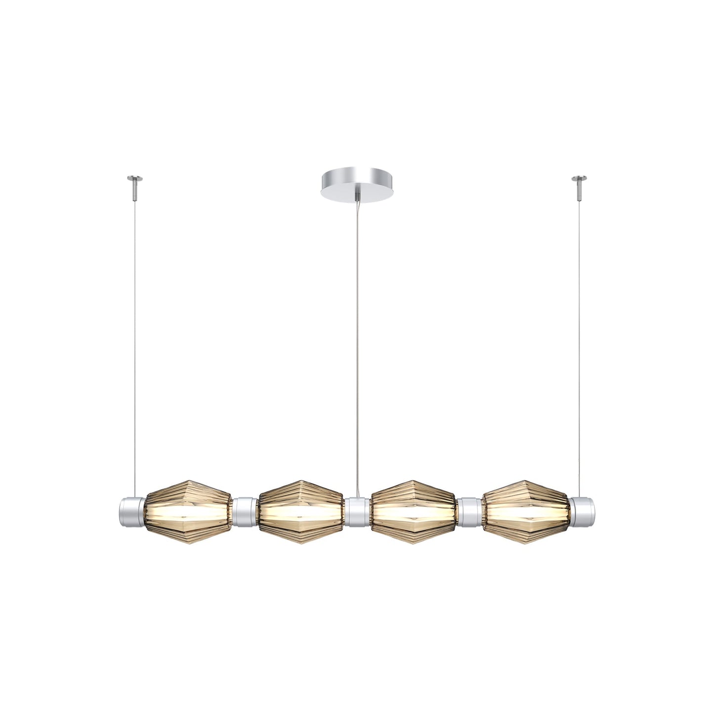 Aalto Mandrel Linear LED Chandelier in Classic Silver/Bronze Blown Glass (53.3-Inch).