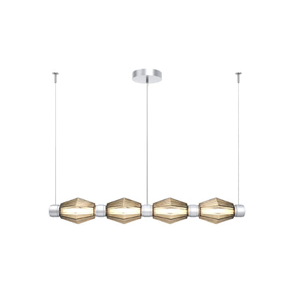 Aalto Mandrel Linear LED Chandelier in Classic Silver/Bronze Blown Glass (53.3-Inch).