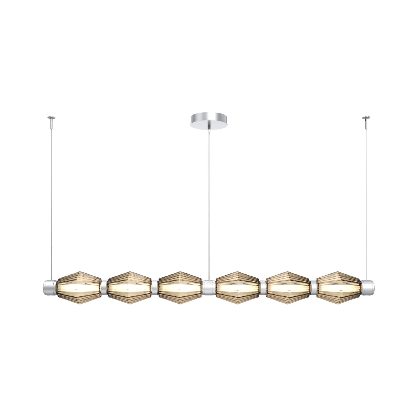 Aalto Mandrel Linear LED Chandelier in Classic Silver/Bronze Blown Glass (72.6-Inch).
