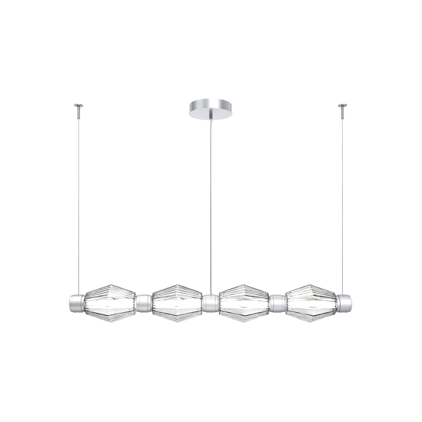 Aalto Mandrel Linear LED Chandelier in Classic Silver/Clear Blown Glass (53.3-Inch).