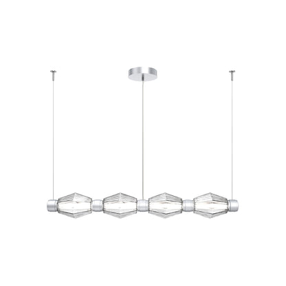 Aalto Mandrel Linear LED Chandelier in Classic Silver/Clear Blown Glass (53.3-Inch).