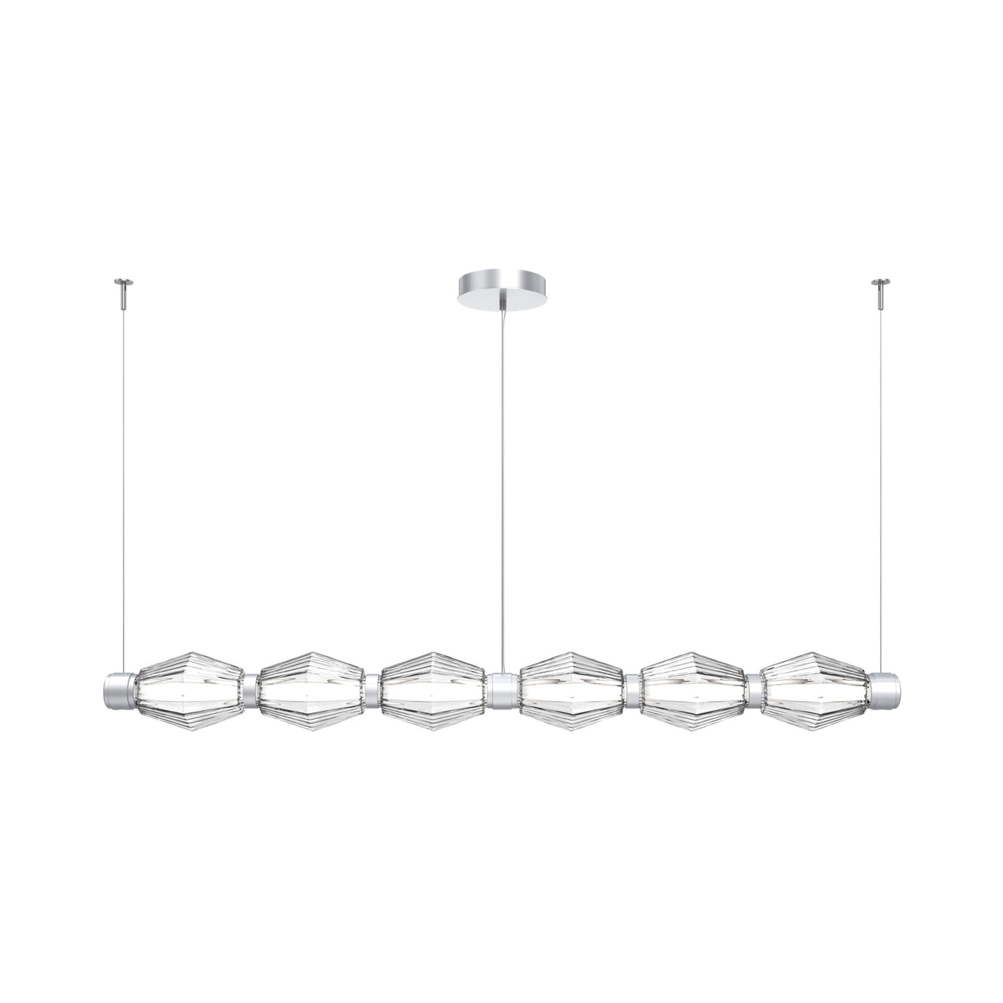 Aalto Mandrel Linear LED Chandelier in Classic Silver/Clear Blown Glass (72.6-Inch).