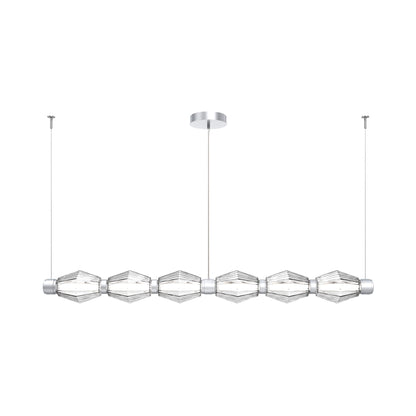 Aalto Mandrel Linear LED Chandelier in Classic Silver/Clear Blown Glass (72.6-Inch).