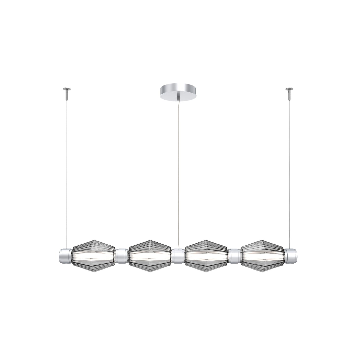 Aalto Mandrel Linear LED Chandelier in Classic Silver/Smoke Blown Glass (53.3-Inch).