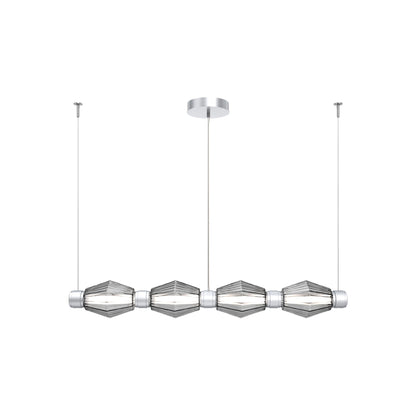 Aalto Mandrel Linear LED Chandelier in Classic Silver/Smoke Blown Glass (53.3-Inch).