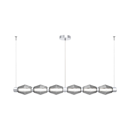 Aalto Mandrel Linear LED Chandelier in Classic Silver/Smoke Blown Glass (72.6-Inch).