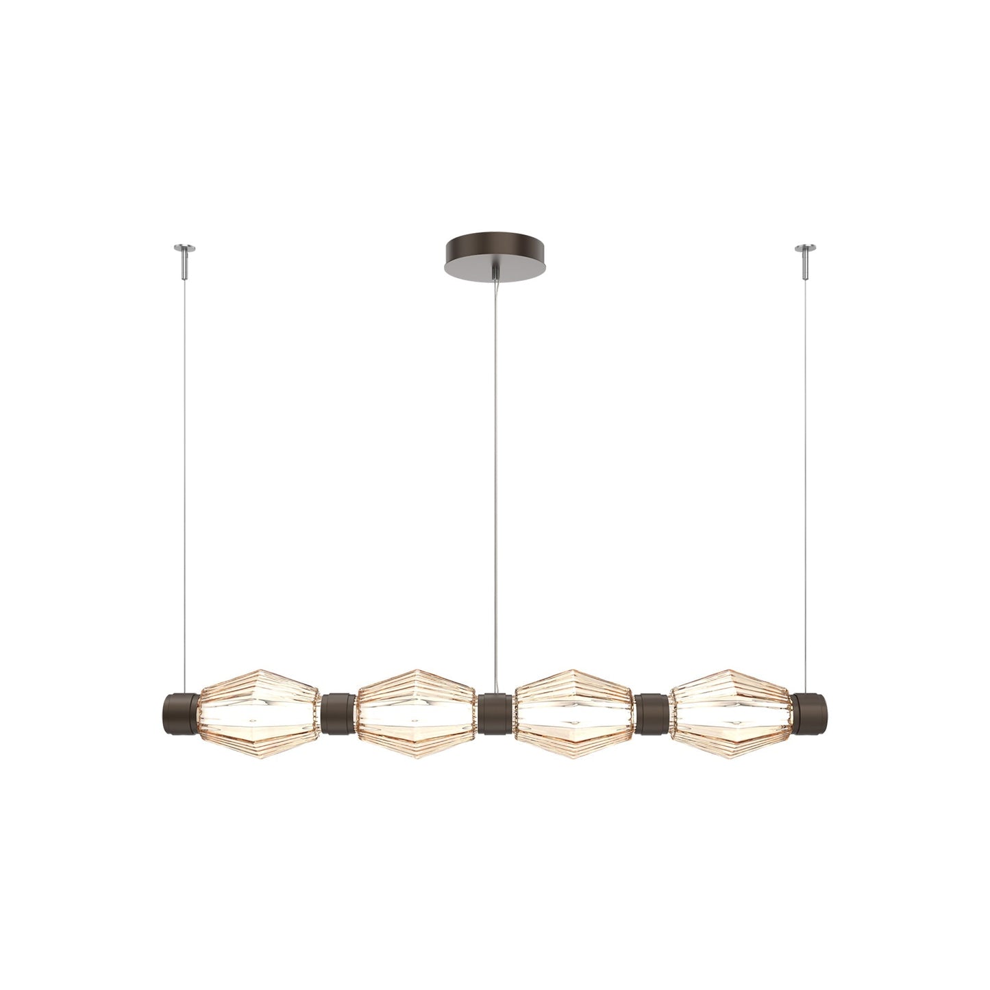 Aalto Mandrel Linear LED Chandelier in Flat Bronze/Amber Blown Glass (53.3-Inch).
