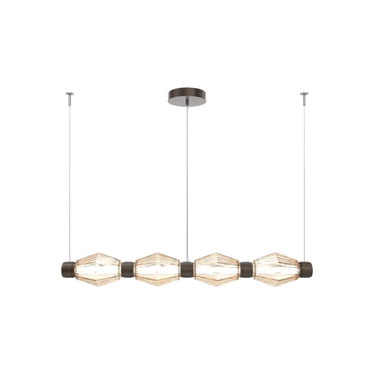 Aalto Mandrel Linear LED Chandelier in Flat Bronze/Amber Blown Glass (53.3-Inch).