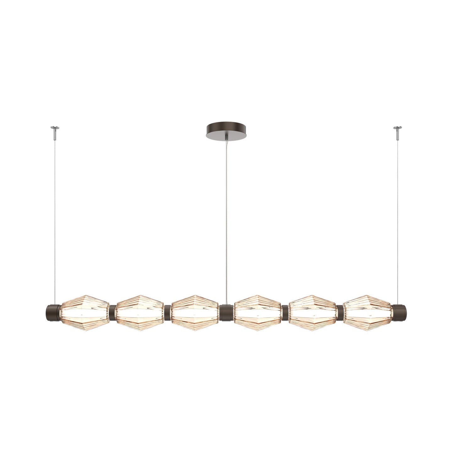 Aalto Mandrel Linear LED Chandelier in Flat Bronze/Amber Blown Glass (72.6-Inch).