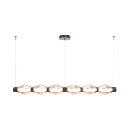 Aalto Mandrel Linear LED Chandelier in Flat Bronze/Amber Blown Glass (72.6-Inch).