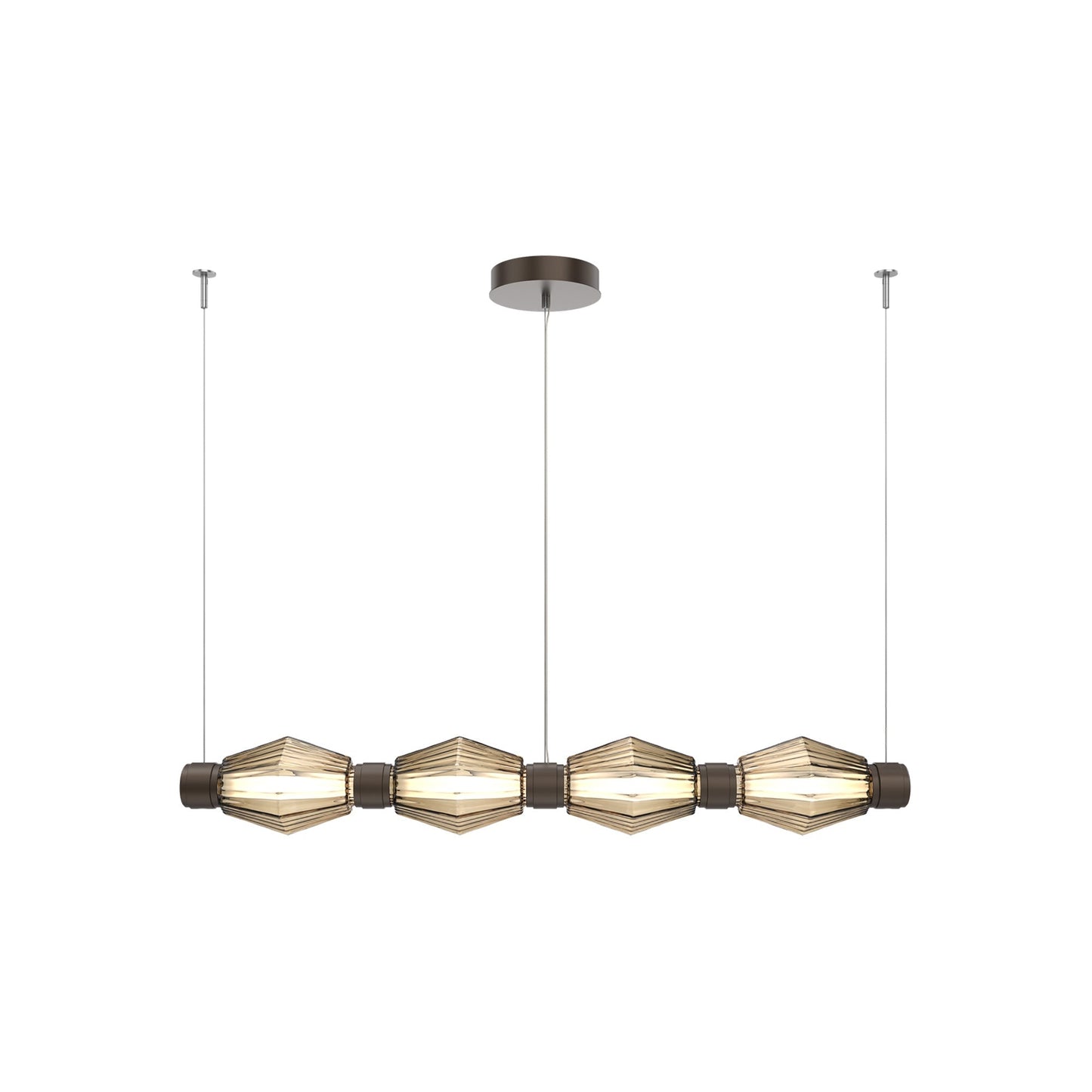 Aalto Mandrel Linear LED Chandelier in Flat Bronze/Bronze Blown Glass (53.3-Inch).
