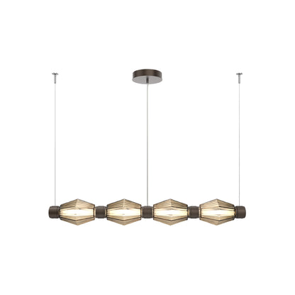 Aalto Mandrel Linear LED Chandelier in Flat Bronze/Bronze Blown Glass (53.3-Inch).