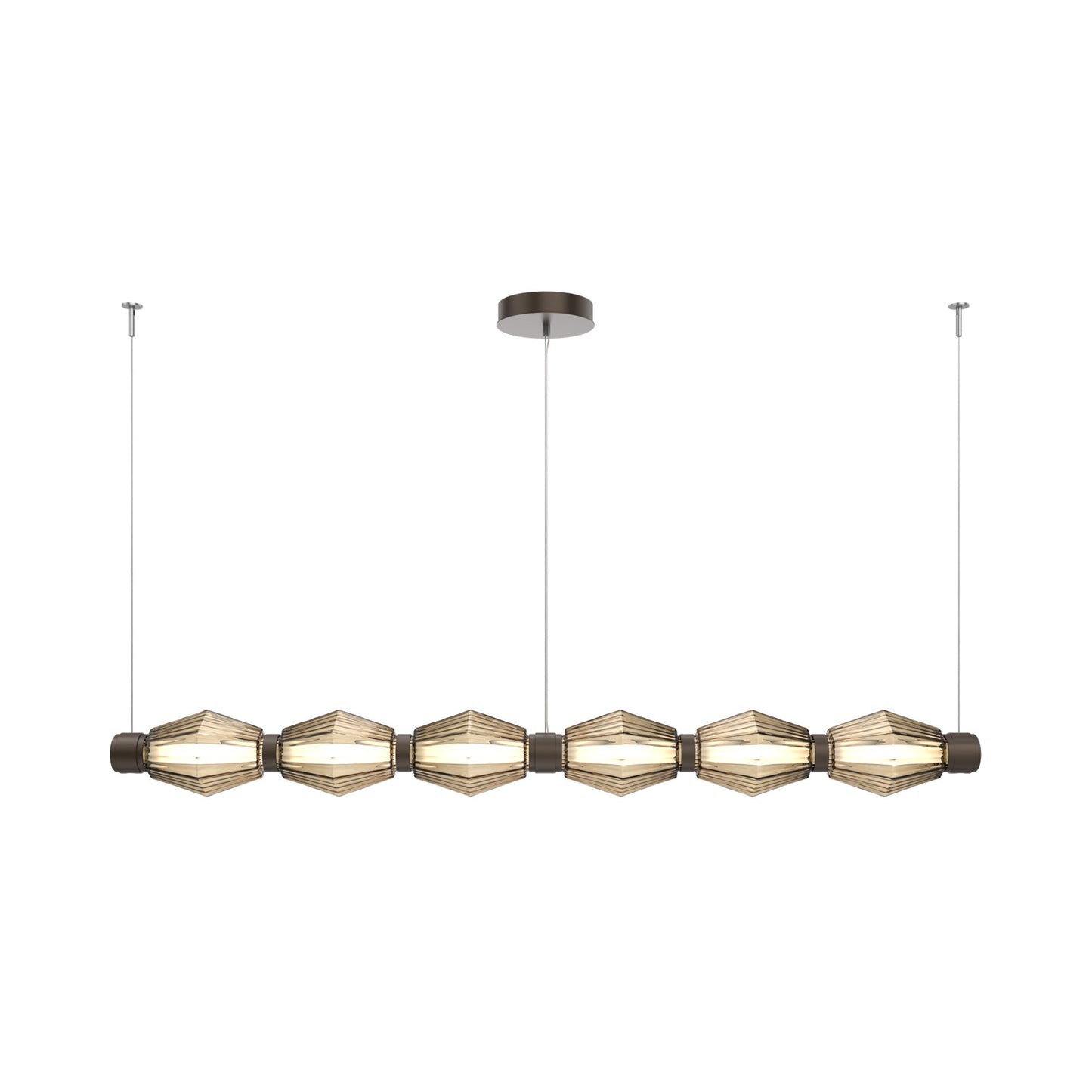 Aalto Mandrel Linear LED Chandelier in Flat Bronze/Bronze Blown Glass (72.6-Inch).
