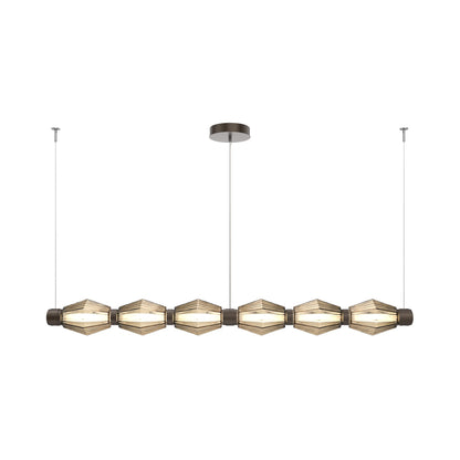 Aalto Mandrel Linear LED Chandelier in Flat Bronze/Bronze Blown Glass (72.6-Inch).