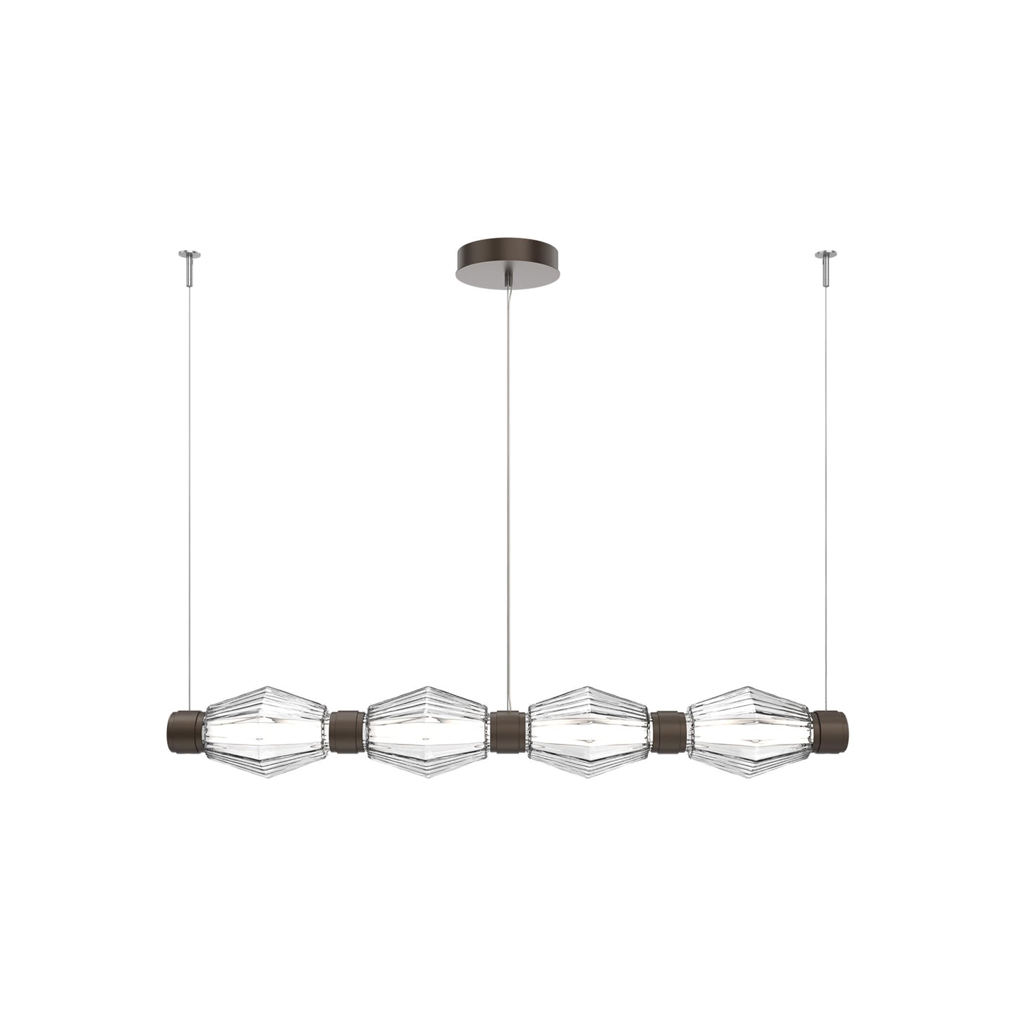 Aalto Mandrel Linear LED Chandelier in Flat Bronze/Clear Blown Glass (53.3-Inch).