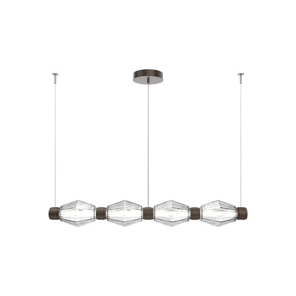 Aalto Mandrel Linear LED Chandelier in Flat Bronze/Clear Blown Glass (53.3-Inch).