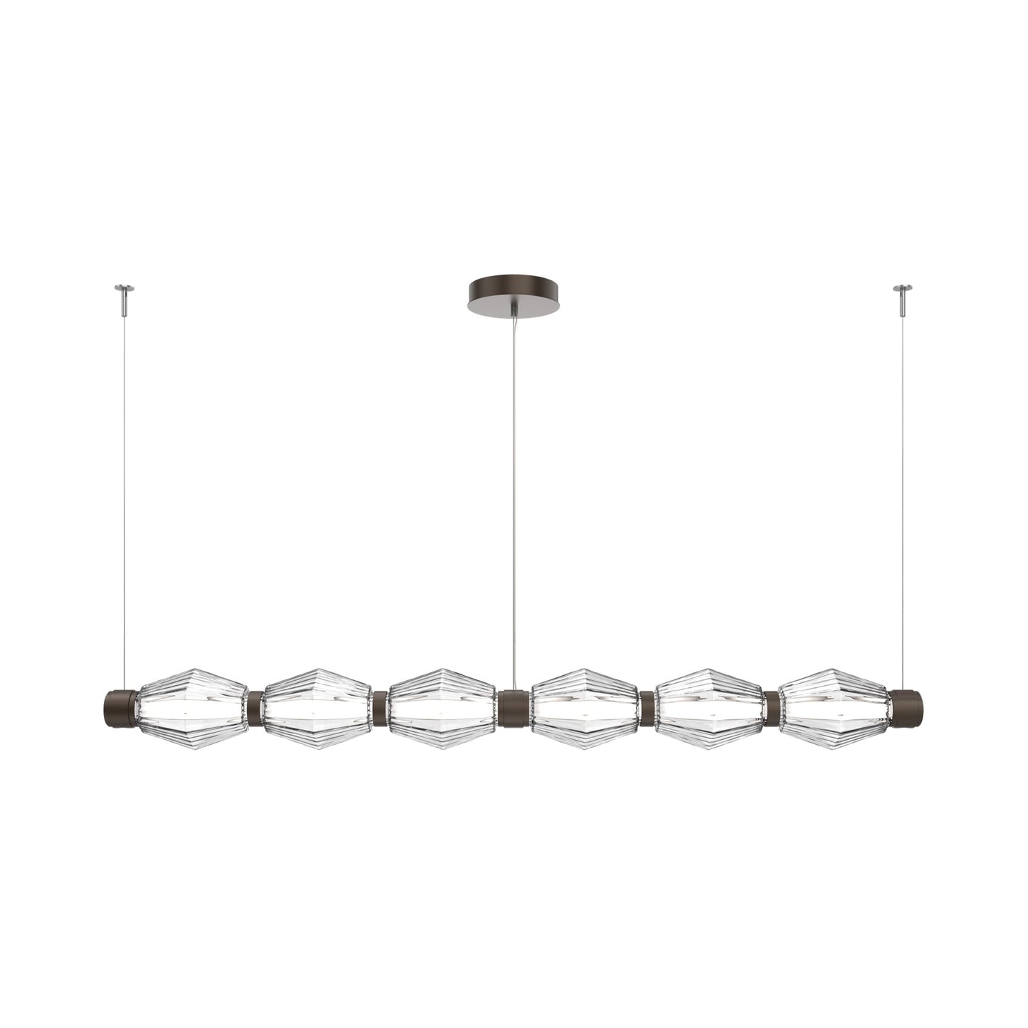 Aalto Mandrel Linear LED Chandelier in Flat Bronze/Clear Blown Glass (72.6-Inch).