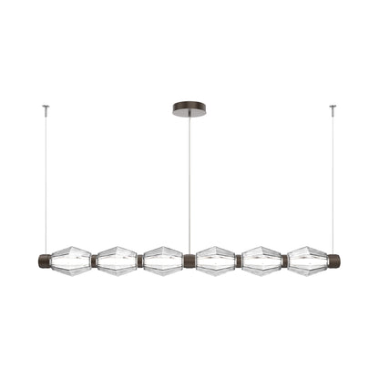 Aalto Mandrel Linear LED Chandelier in Flat Bronze/Clear Blown Glass (72.6-Inch).