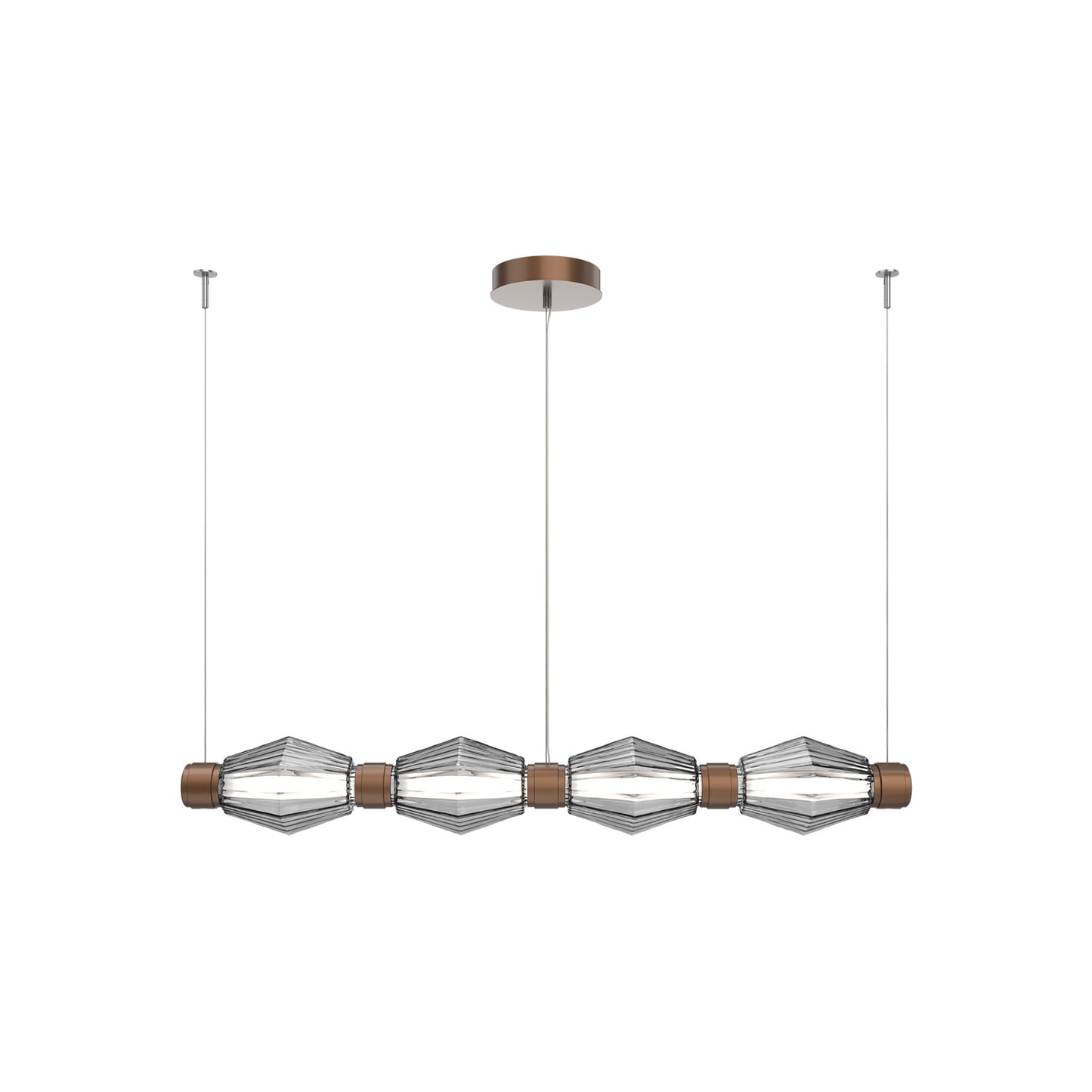 Aalto Mandrel Linear LED Chandelier in Flat Bronze/Smoke Blown Glass (53.3-Inch).