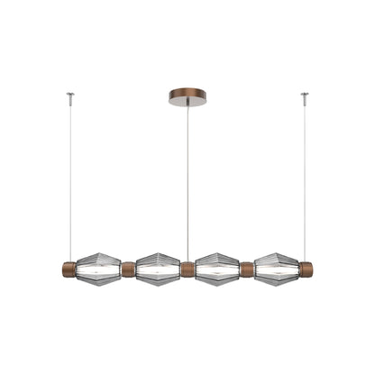 Aalto Mandrel Linear LED Chandelier in Flat Bronze/Smoke Blown Glass (53.3-Inch).
