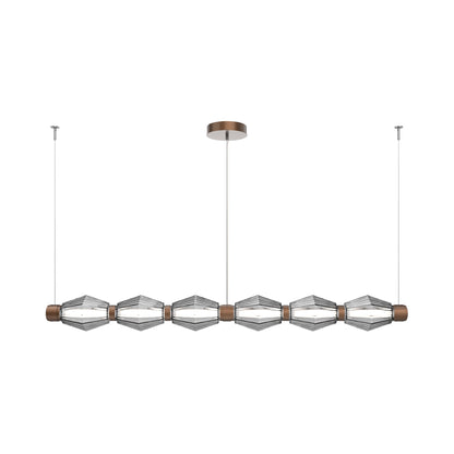 Aalto Mandrel Linear LED Chandelier in Flat Bronze/Smoke Blown Glass (72.6-Inch).