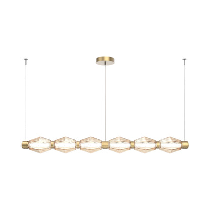 Aalto Mandrel Linear LED Chandelier in Gilded Brass/Amber Blown Glass (72.6-Inch).