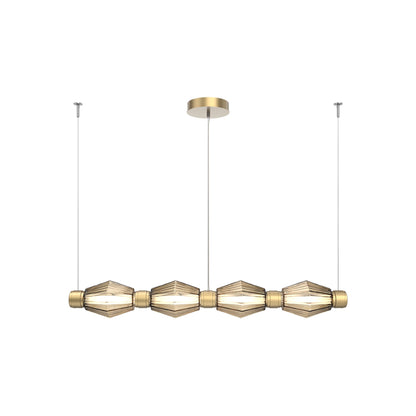 Aalto Mandrel Linear LED Chandelier in Gilded Brass/Bronze Blown Glass (53.3-Inch).