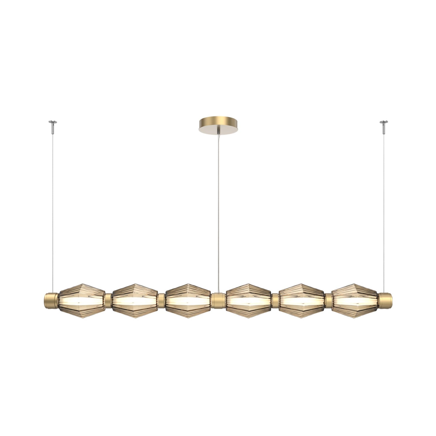 Aalto Mandrel Linear LED Chandelier in Gilded Brass/Bronze Blown Glass (72.6-Inch).