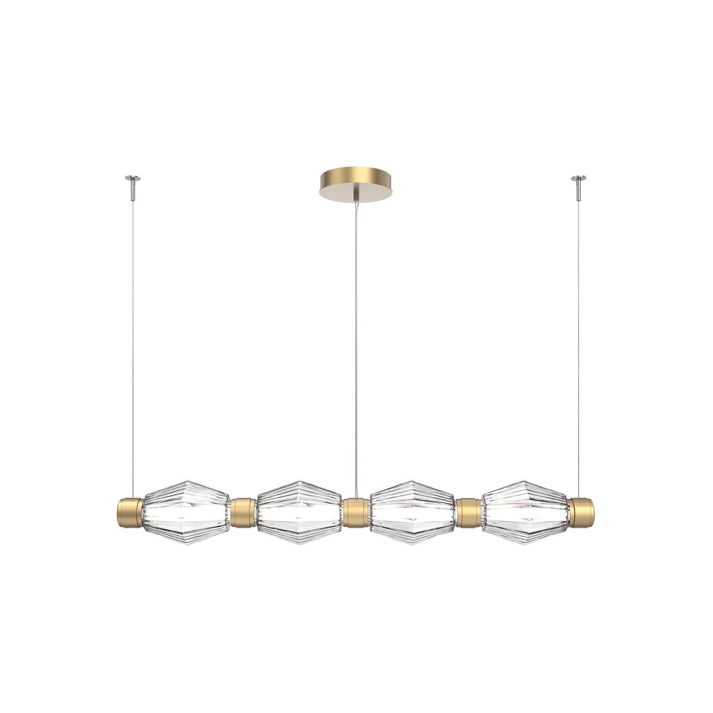 Aalto Mandrel Linear LED Chandelier in Gilded Brass/Clear Blown Glass (53.3-Inch).