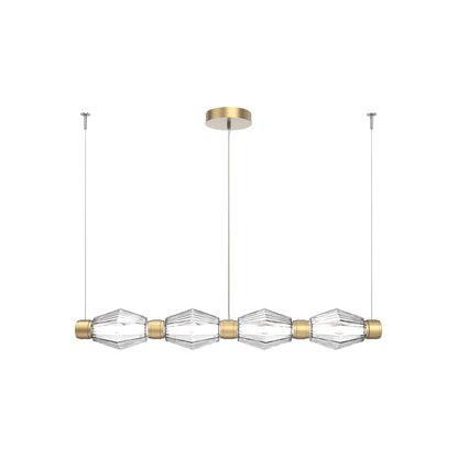 Aalto Mandrel Linear LED Chandelier in Gilded Brass/Clear Blown Glass (53.3-Inch).