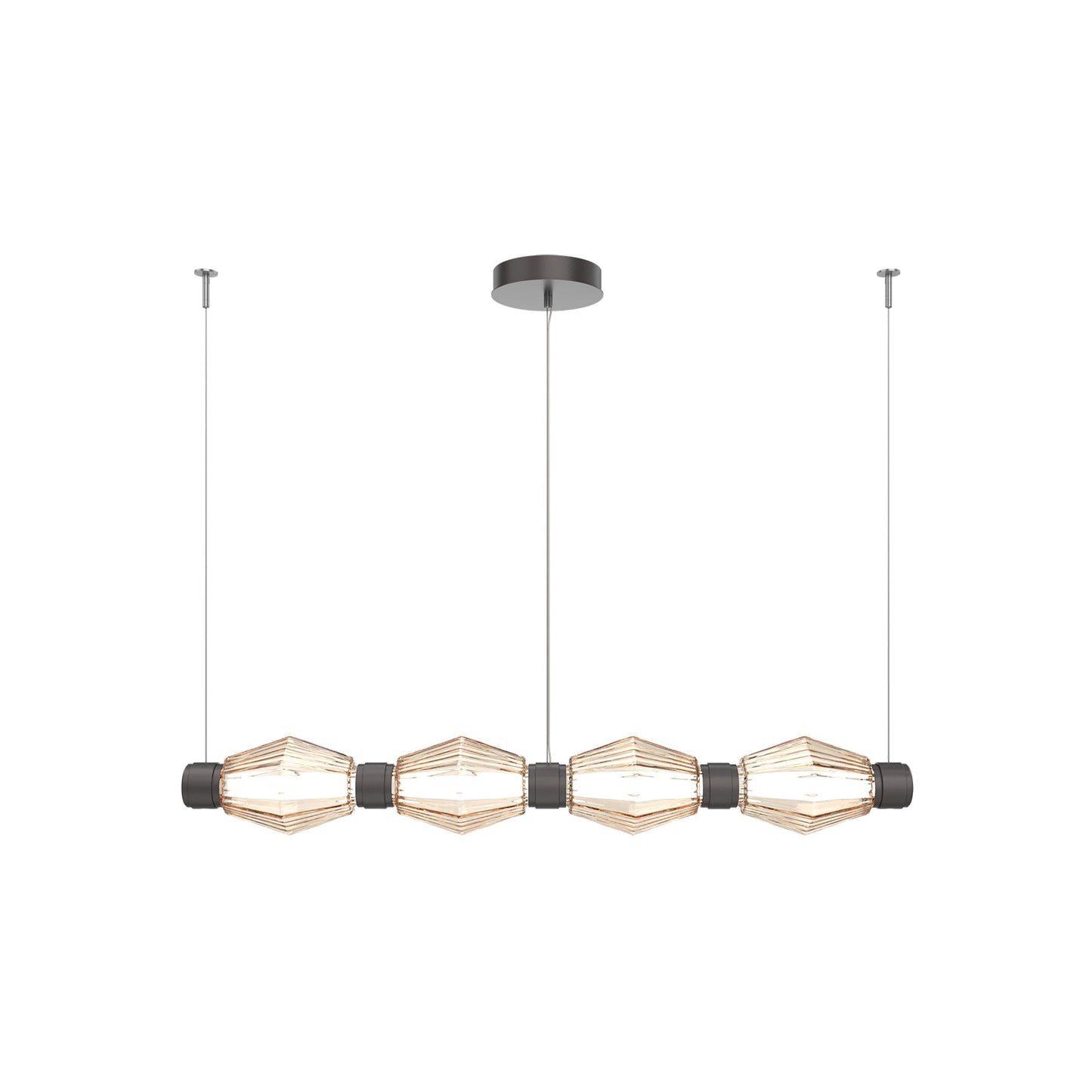 Aalto Mandrel Linear LED Chandelier in Graphite/Amber Blown Glass (53.3-Inch).