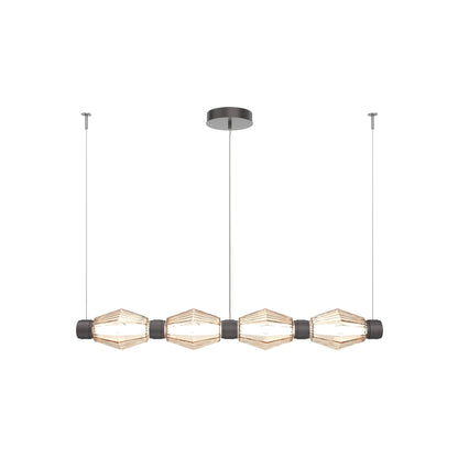 Aalto Mandrel Linear LED Chandelier in Graphite/Amber Blown Glass (53.3-Inch).
