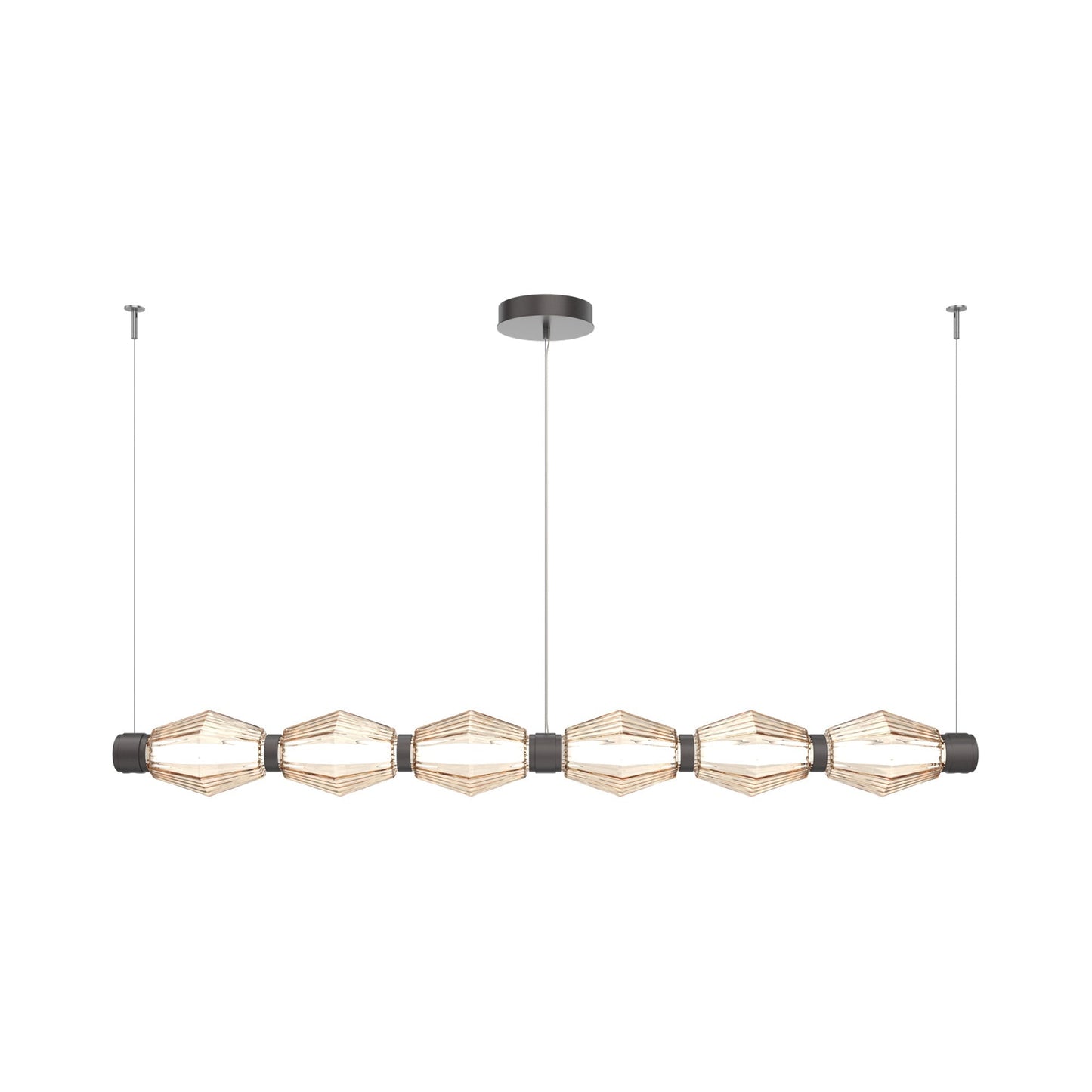 Aalto Mandrel Linear LED Chandelier in Graphite/Amber Blown Glass (72.6-Inch).