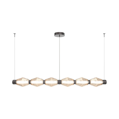 Aalto Mandrel Linear LED Chandelier in Graphite/Amber Blown Glass (72.6-Inch).