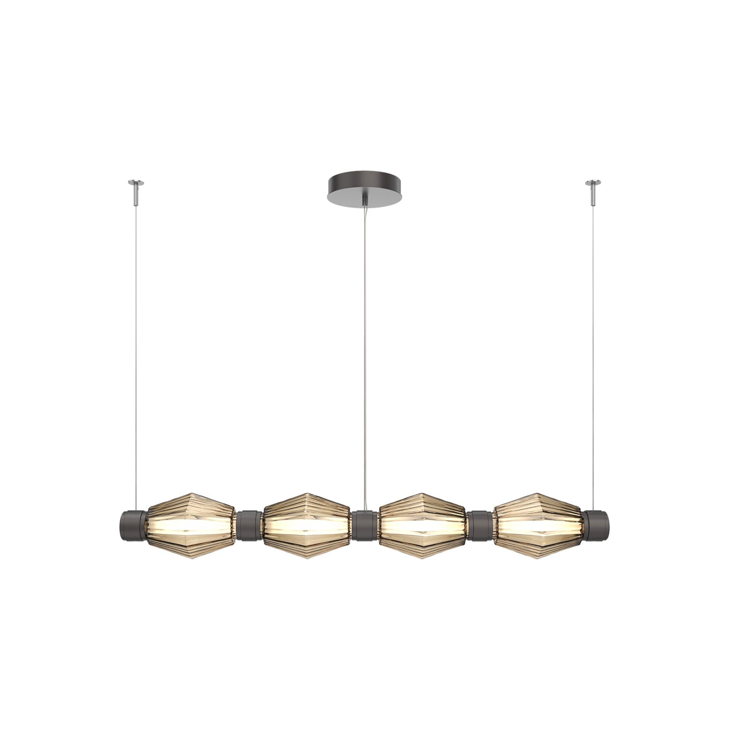 Aalto Mandrel Linear LED Chandelier in Graphite/Bronze Blown Glass (53.3-Inch).