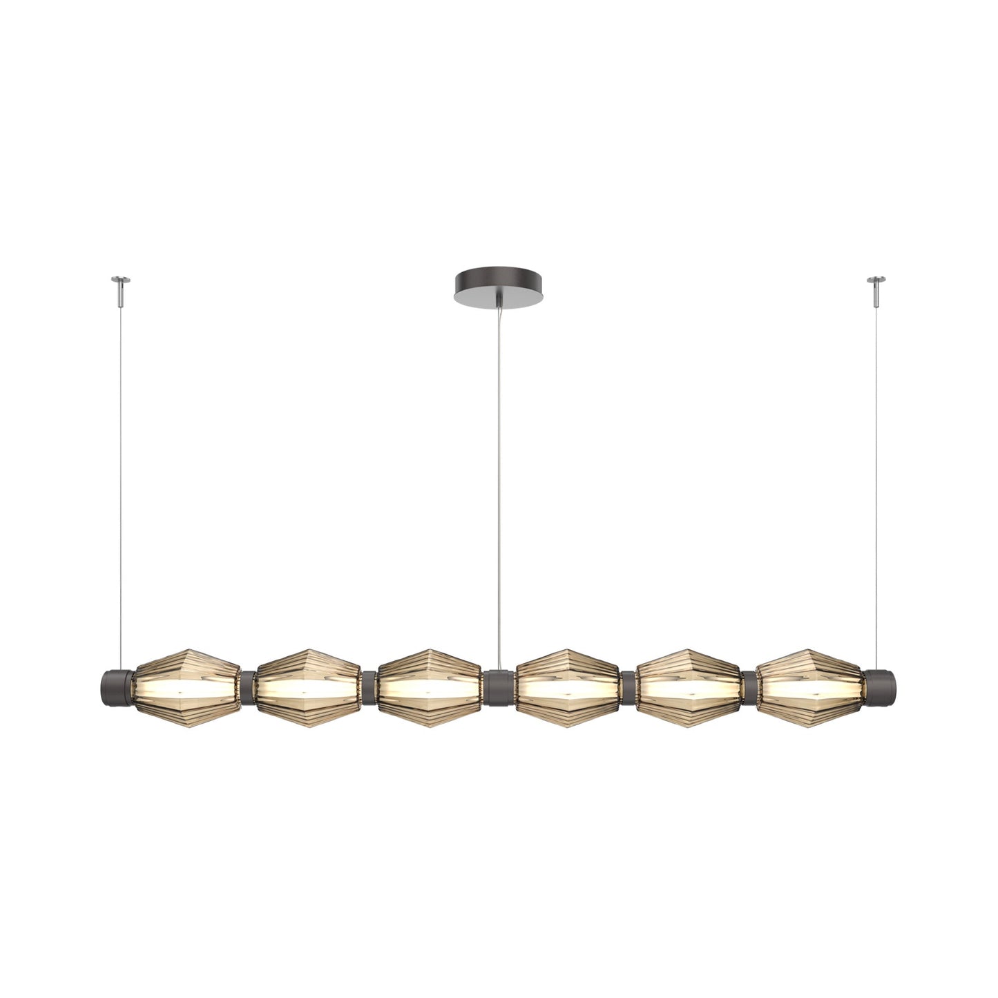Aalto Mandrel Linear LED Chandelier in Graphite/Bronze Blown Glass (72.6-Inch).