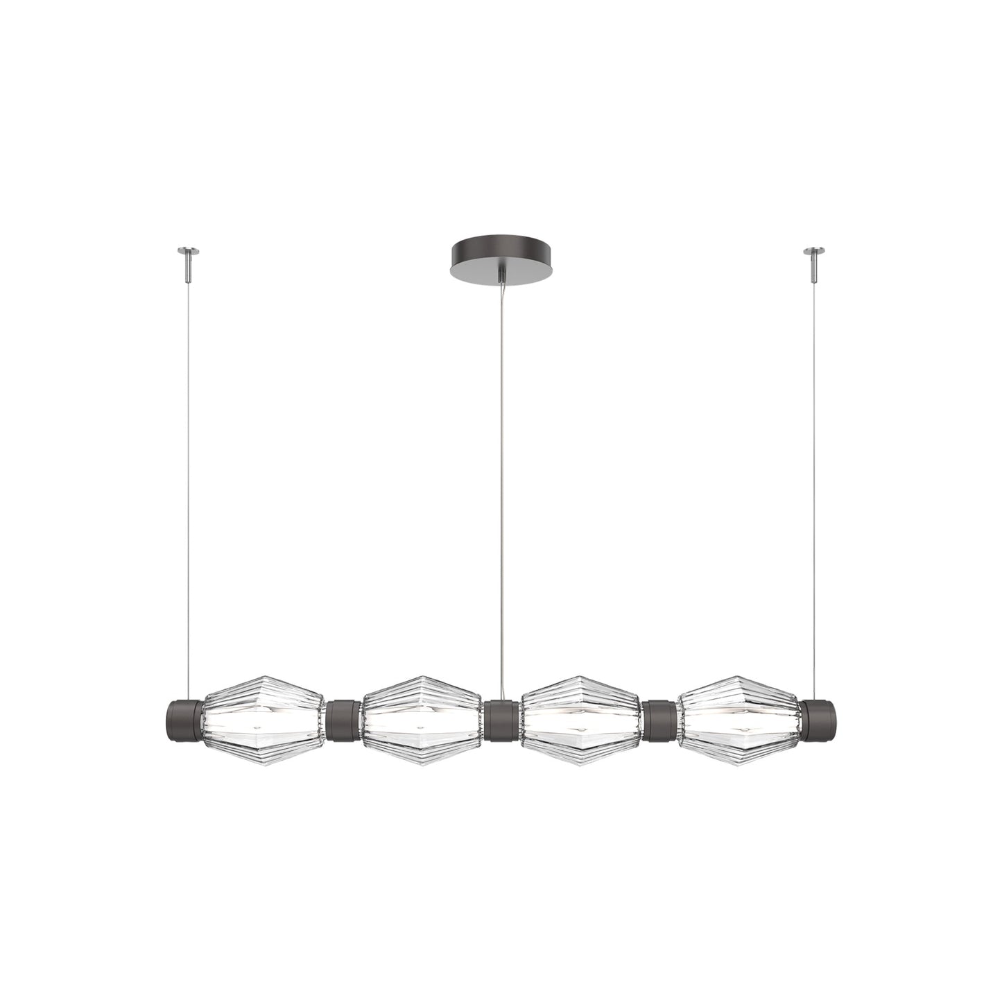 Aalto Mandrel Linear LED Chandelier in Graphite/Clear Blown Glass (53.3-Inch).