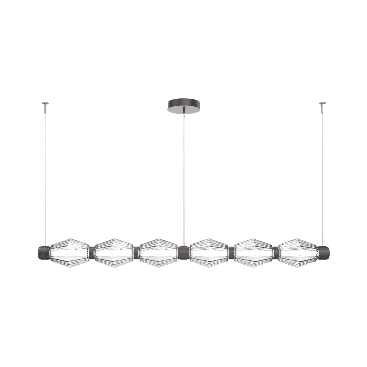 Aalto Mandrel Linear LED Chandelier in Graphite/Clear Blown Glass (72.6-Inch).