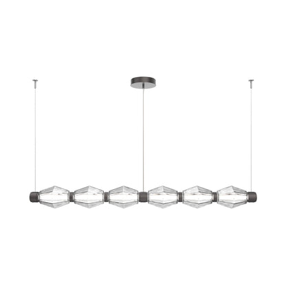 Aalto Mandrel Linear LED Chandelier in Graphite/Clear Blown Glass (72.6-Inch).