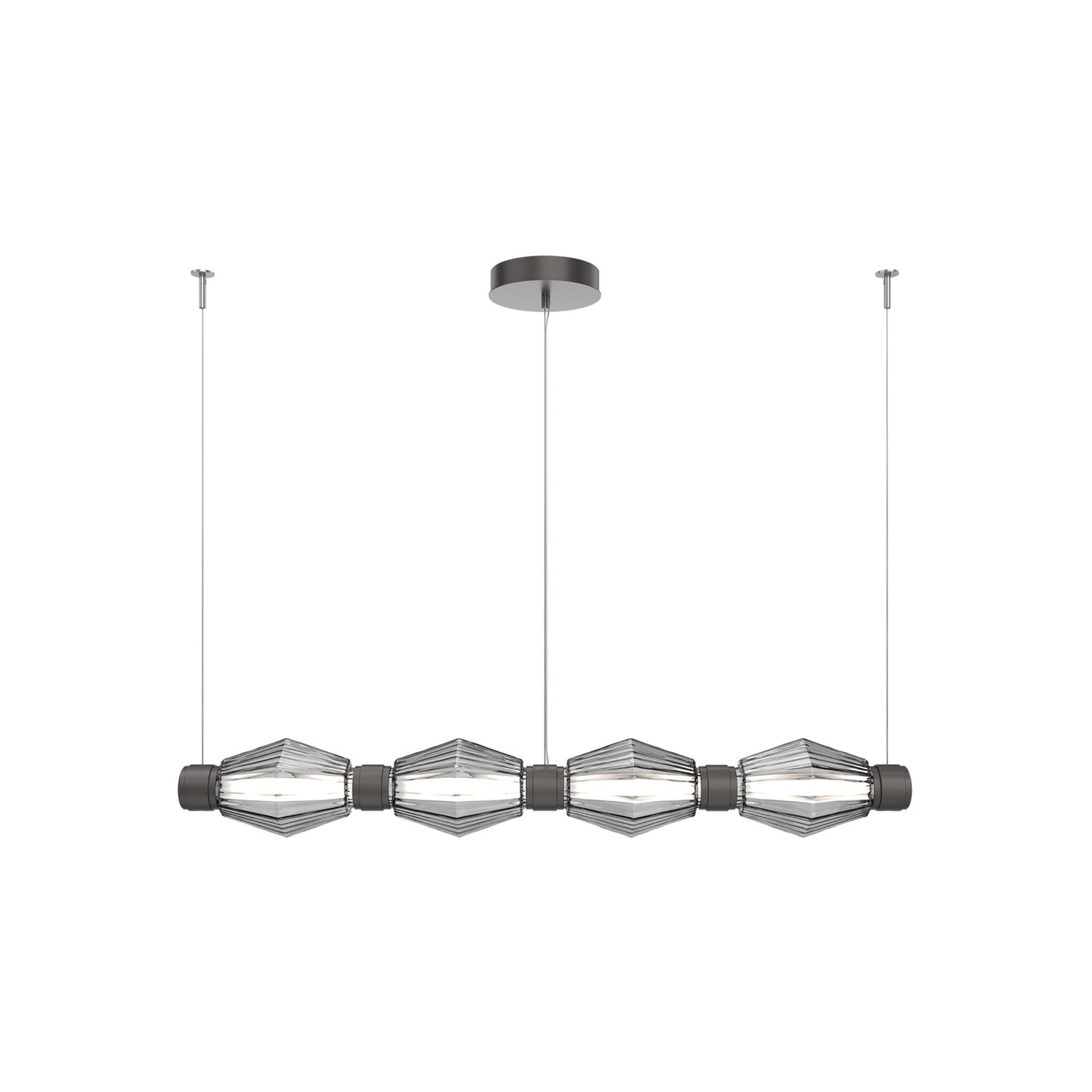 Aalto Mandrel Linear LED Chandelier in Graphite/Smoke Blown Glass (53.3-Inch).