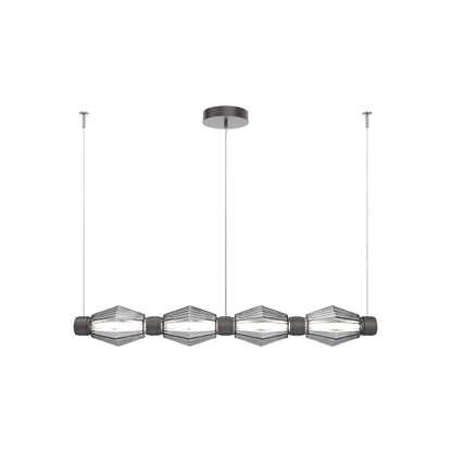 Aalto Mandrel Linear LED Chandelier in Graphite/Smoke Blown Glass (53.3-Inch).