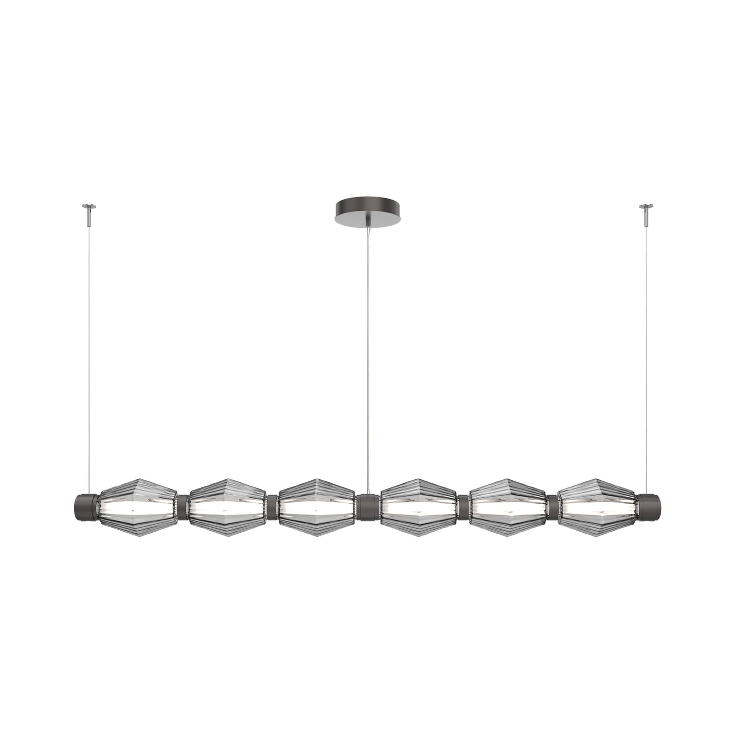 Aalto Mandrel Linear LED Chandelier in Graphite/Smoke Blown Glass (72.6-Inch).